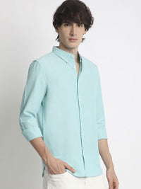THE BEAR HOUSE Men Solid Slim Fit Button-Down Collar Pure Cotton Casual Shirt