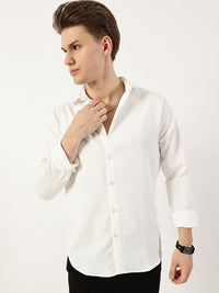 Thomas Scott Men Premium Spread Collar Textured Solid Slim Fit Casual Shirt