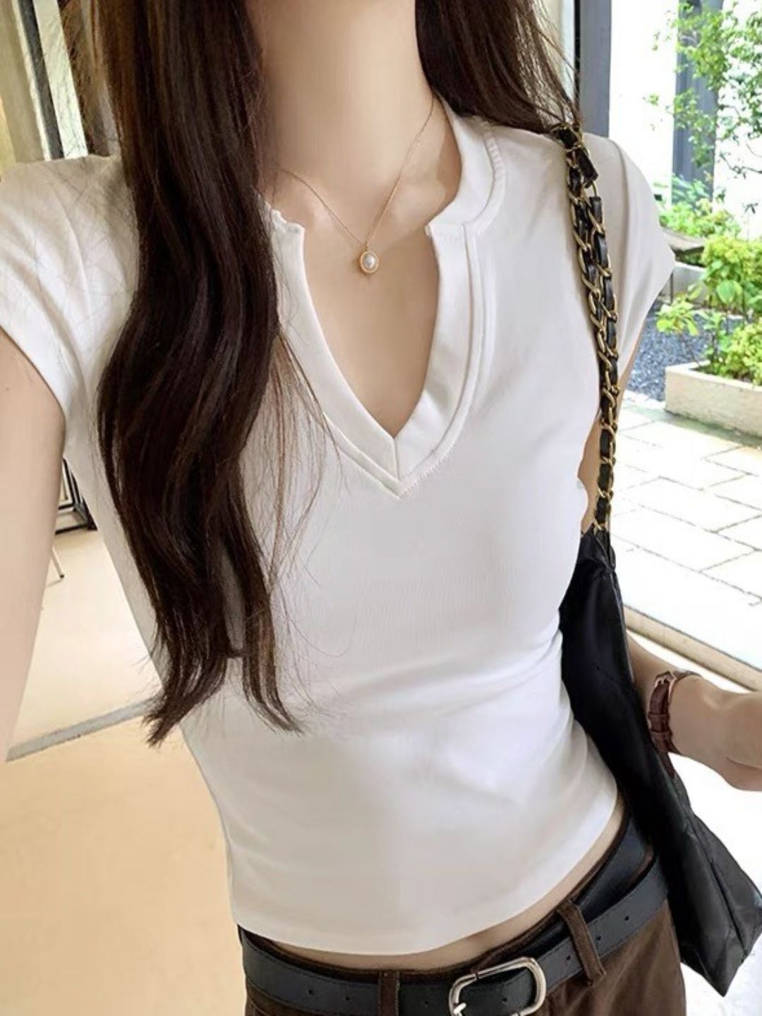 DressBerry Women V-Neck Cotton Slim Fit T-shirt