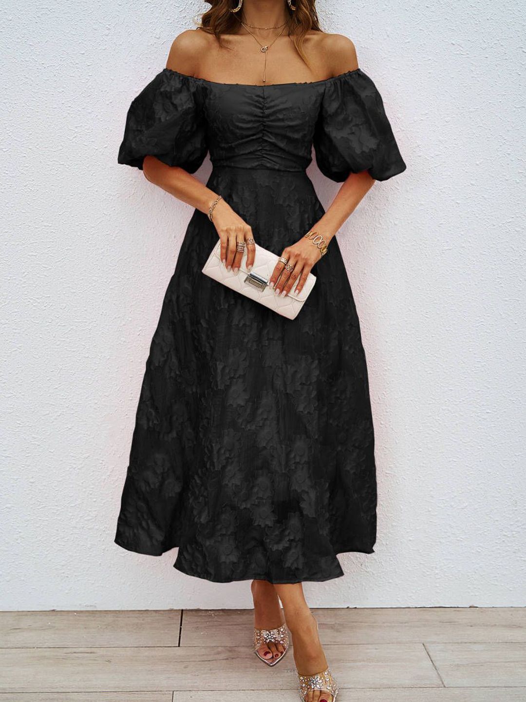 Semua Mengenai Anda Wanita Reka Bentuk Diri Sendiri Lengan Sleeve Fit & Flare Midi Dress
