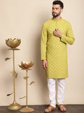Anouk Green Ethnic Motifs Embroidered Sequinned Pure Cotton Kurta with Churidar