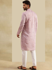 SOJANYA Floral Embroidered Mandarin Collar Sequinned Kurta With Pyjamas