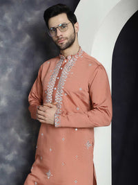 Jompers Embroidered Regular Mirror Work Kurta with Pyjamas