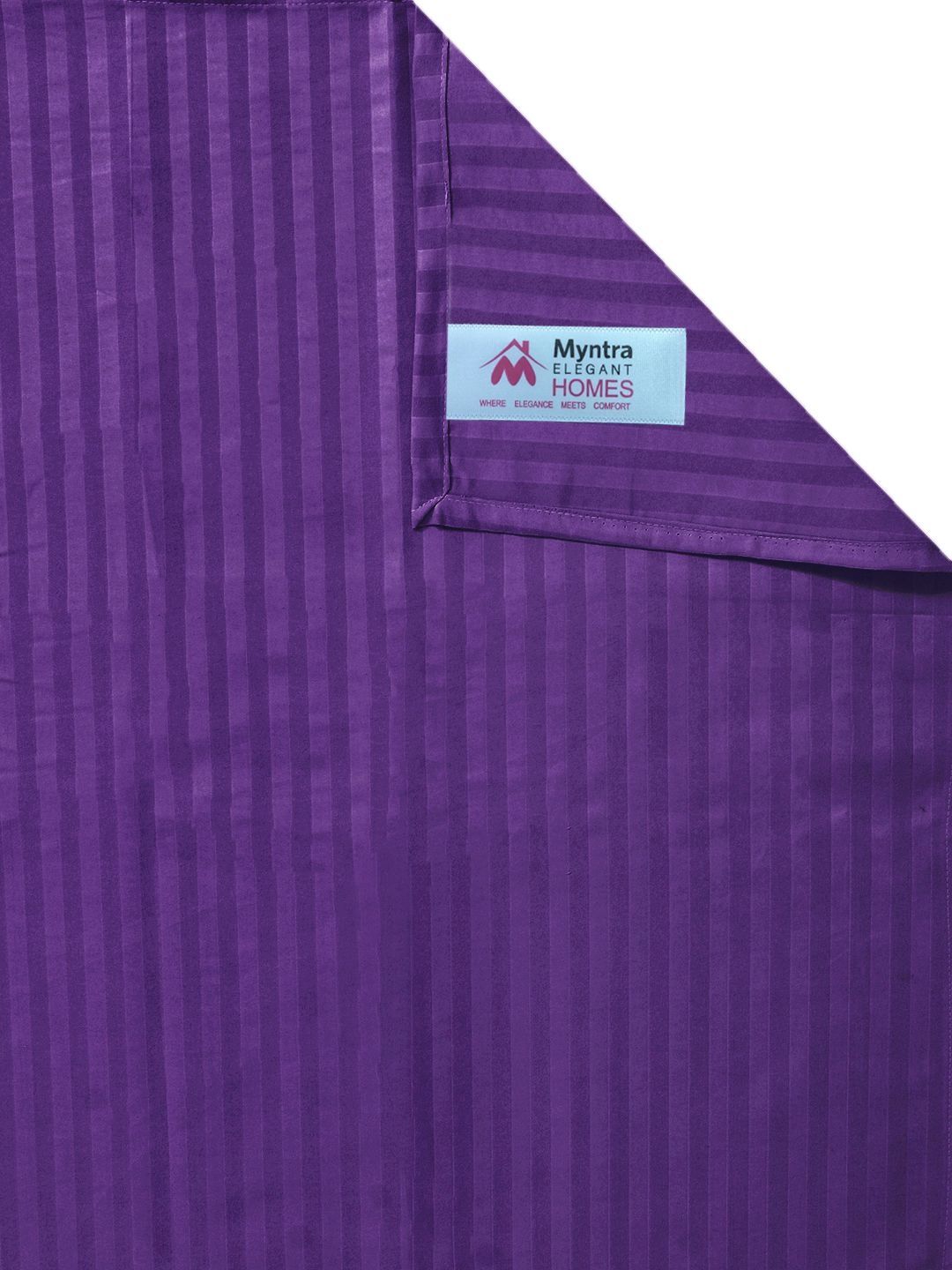 Myntra Elegant Homes Purple & White Striped 300 TC King Bedsheet with 2 Pillow Covers