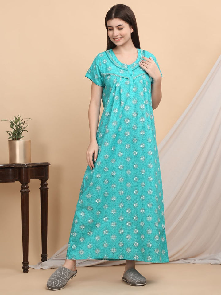 Sweet Dreams Ethnic Motifs Printed Maxi Nightdress
