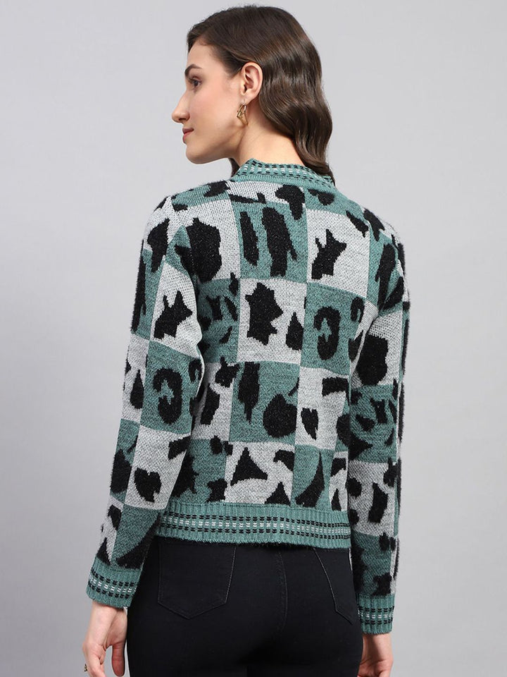 Monte Carlo Women Printed Woollen Longline Cardigan