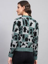 Monte Carlo Women Printed Woollen Longline Cardigan