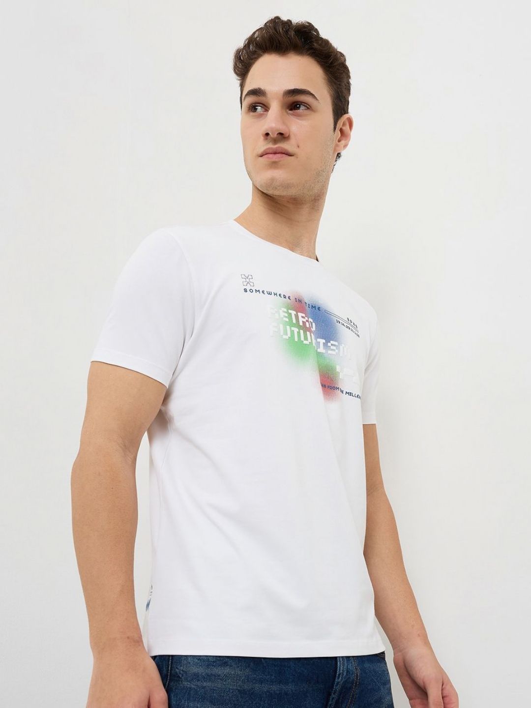 SPYKAR Men Typography Printed Round Neck Cotton Slim Fit T-shirt
