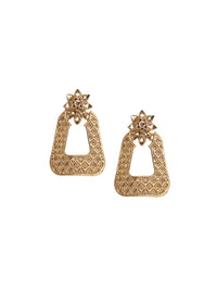 PANASH 22Ct Gold Plated Cubic Zirconia Studded Drop Earrings
