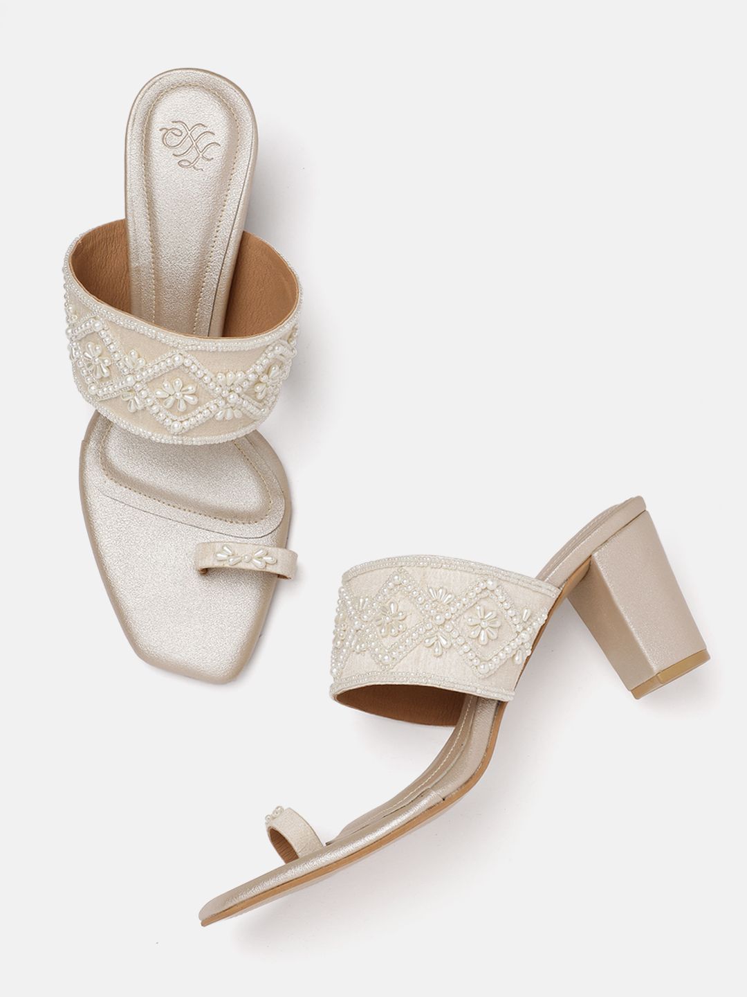 House of Pataudi Embellished Party Block Heel Sandals