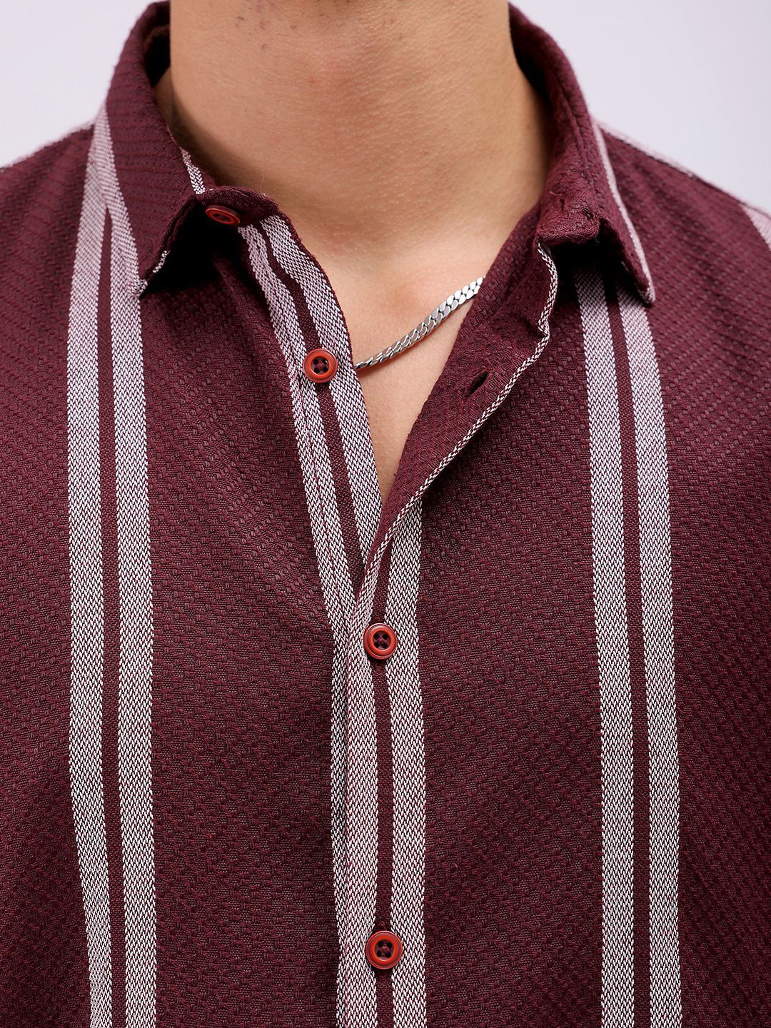 The Indian Garage Co Men Relaxed Fit Striped Dobby Textured Resortwear Shirt
