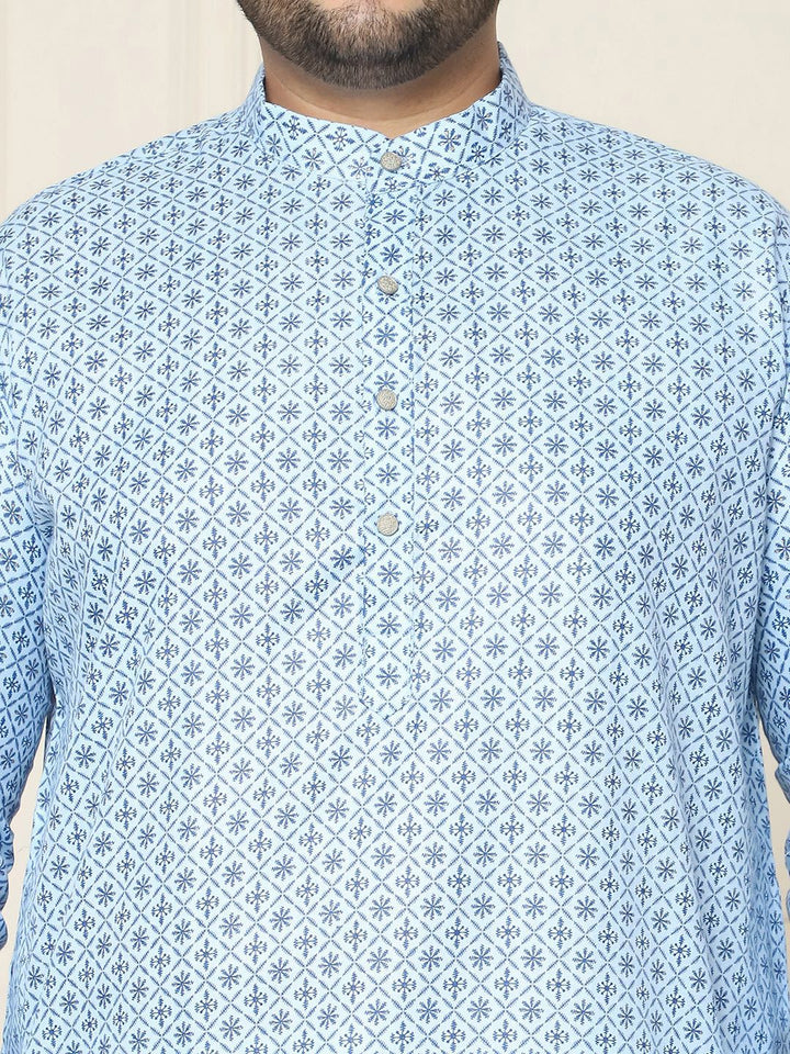 SOJANYA PLUS Size Ethnic Motifs Printed Band Collar Straight Kurta