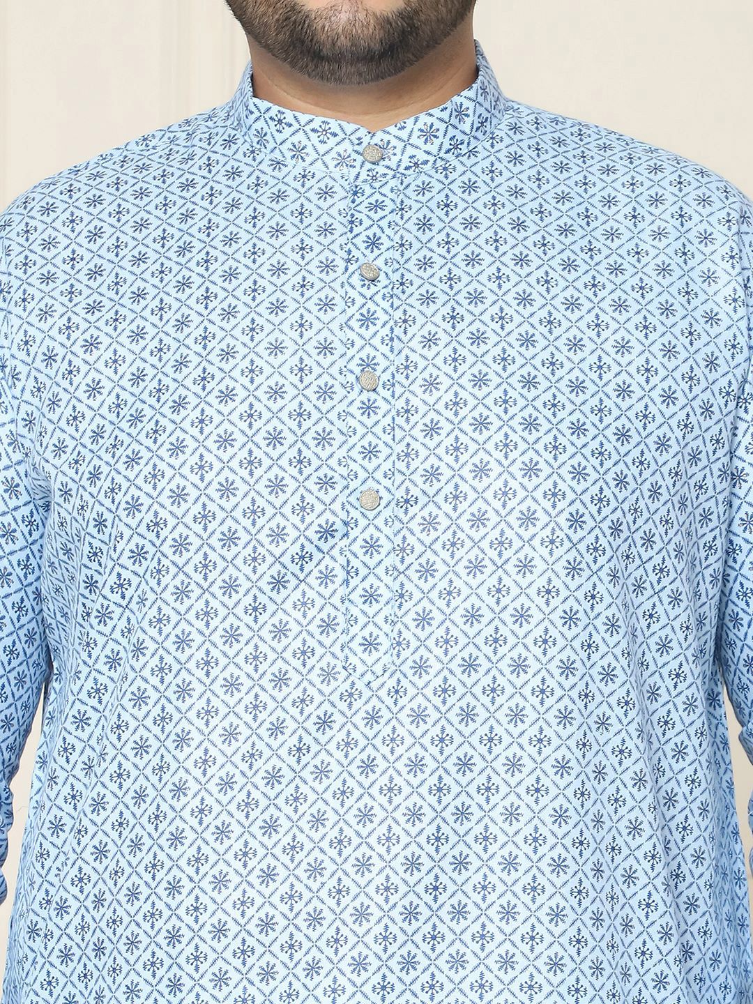 SOJANYA PLUS Size Ethnic Motifs Printed Band Collar Straight Kurta