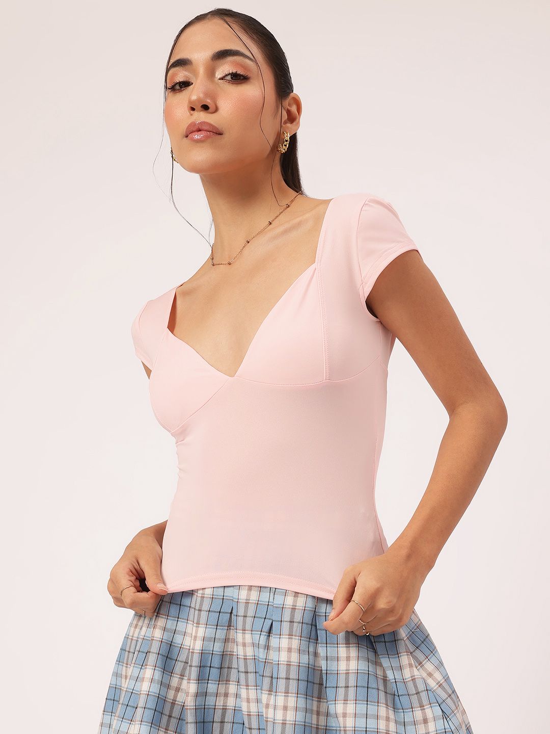DressBerry Sickly Sweet Sweetheart Neck Fitted Top