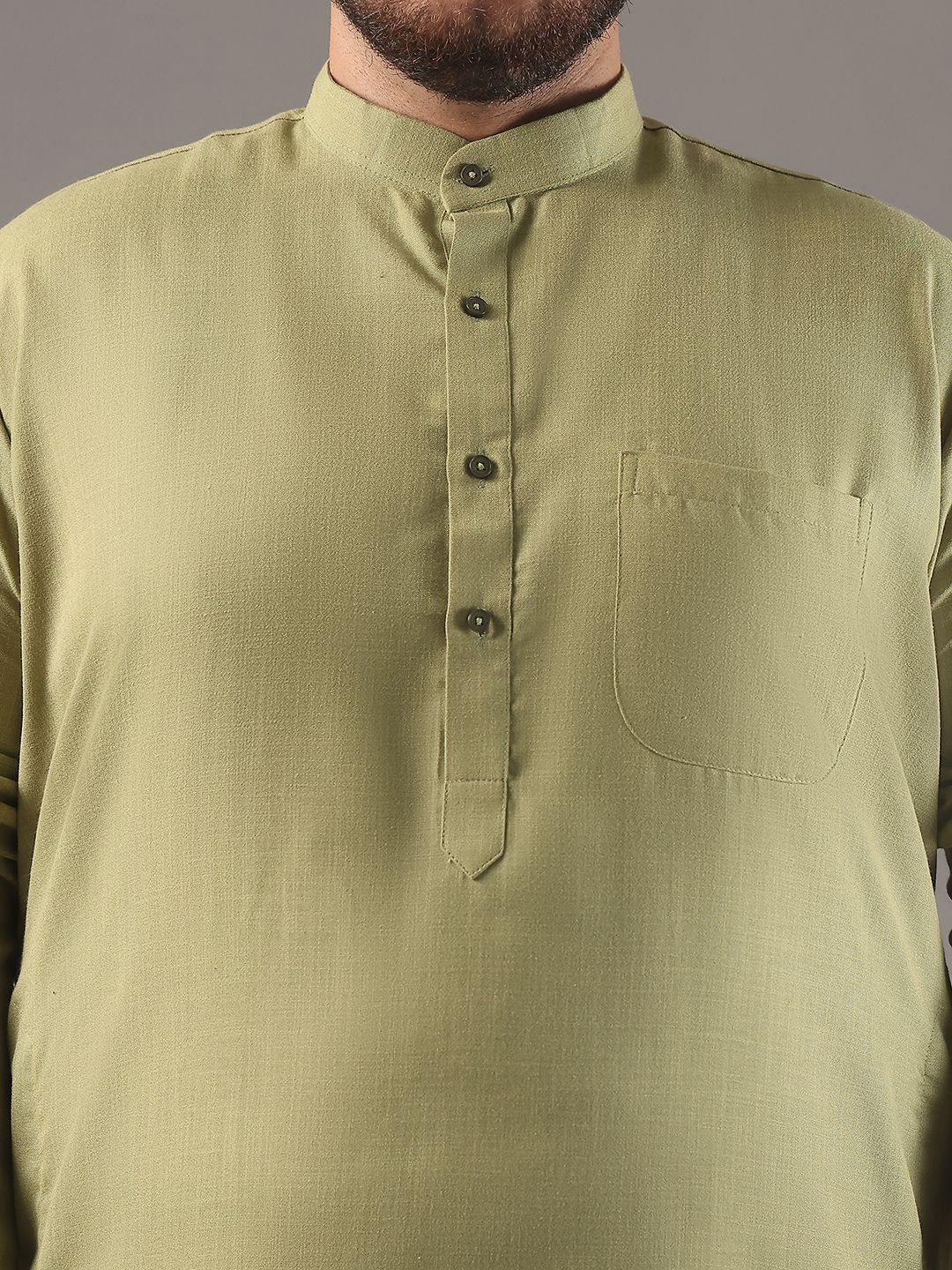 SOJANYA PLUS Plus Size Lelaki Band Collar Pure Cotton Kurta Lurus Dengan Piyama
