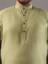 SOJANYA PLUS Plus Size Lelaki Band Collar Pure Cotton Kurta Lurus Dengan Piyama