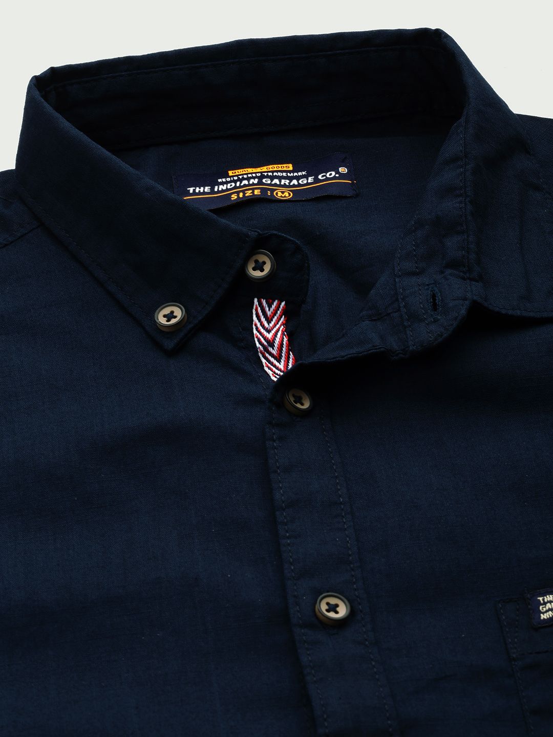 The Indian Garage Co Men Navy Blue Slim Fit Solid Casual Shirt