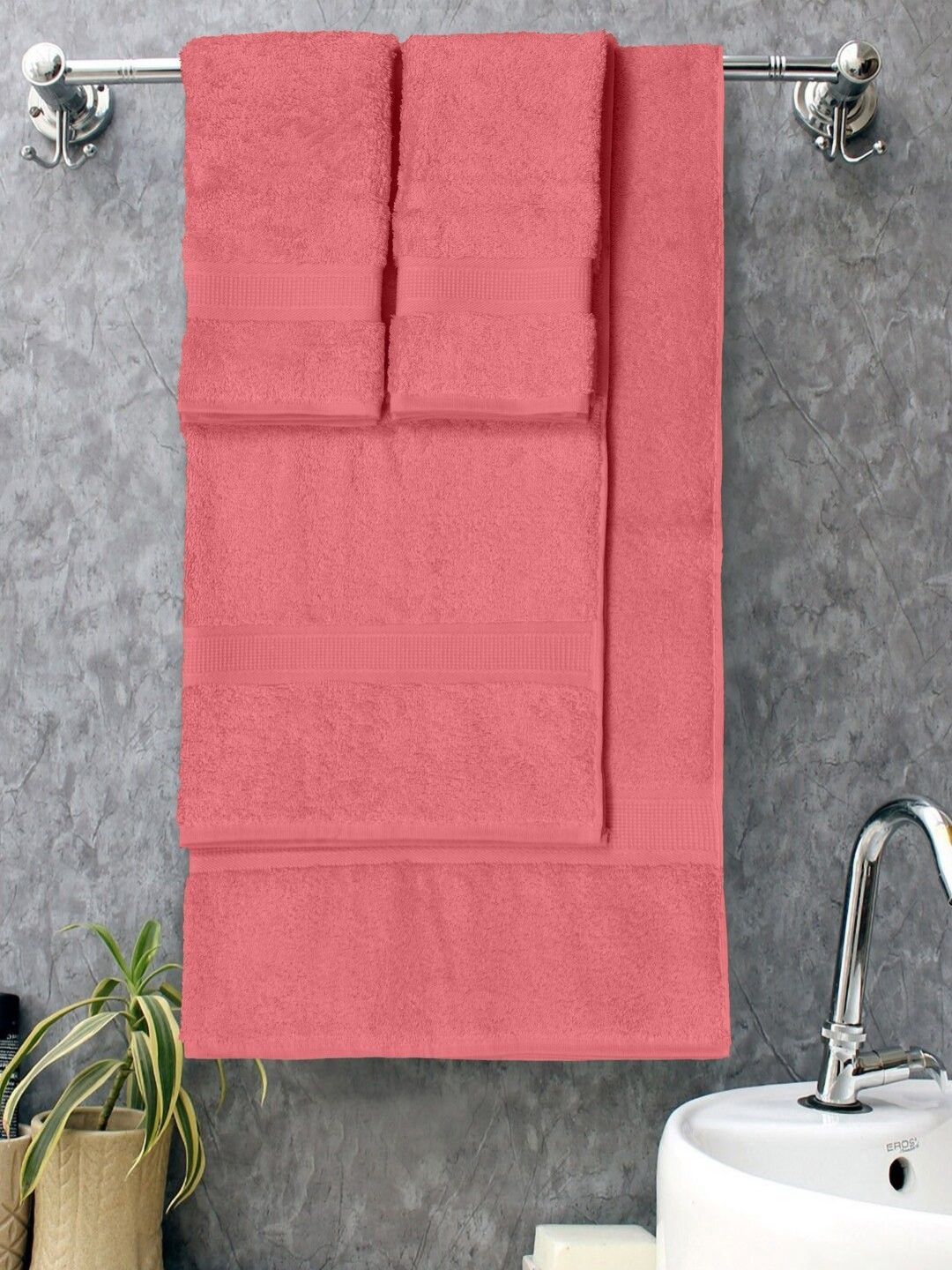 BOMBAY DYEING Santino Rose 4 Pieces Pure Cotton 550 GSM Towel Set