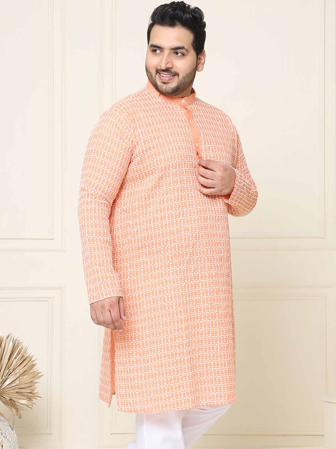 SOJANYA PLUS Geometric Embroidered Long Sleeves Pure Cotton Straight Kurta