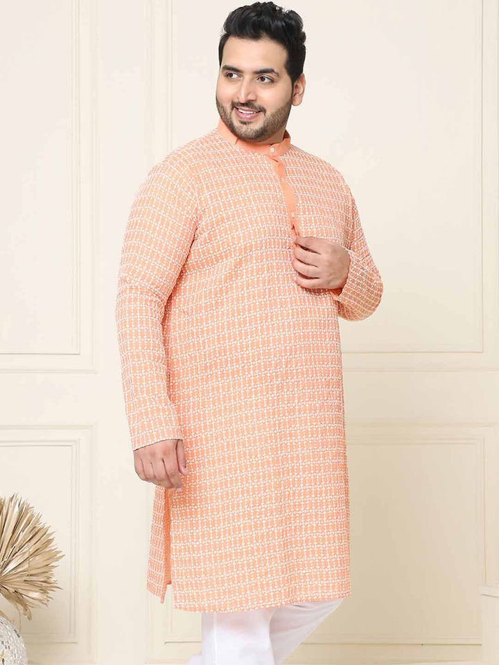 SOJANYA PLUS Geometric Embroidered Long Sleeves Pure Cotton Straight Kurta