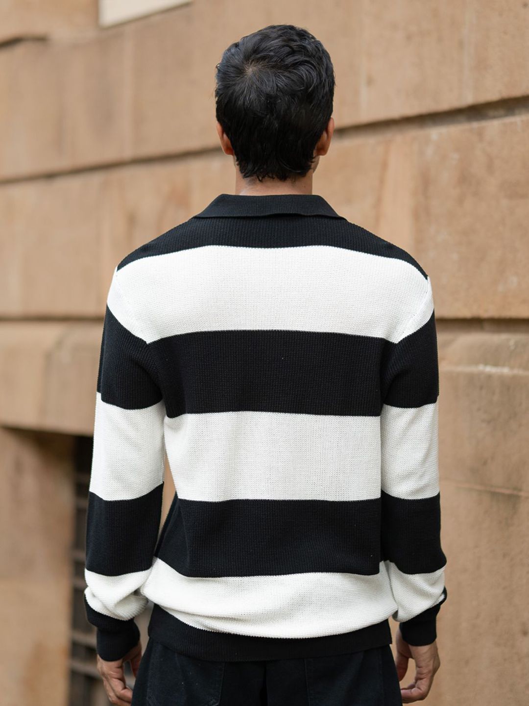 Powerlook Men Striped Polo Collar Cotton T-shirt