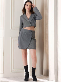 Berrylush Checked Long Sleeves Blazer & Skirt