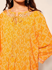 Global Desi Women Ethnic Printed Tie-Up Neck Top