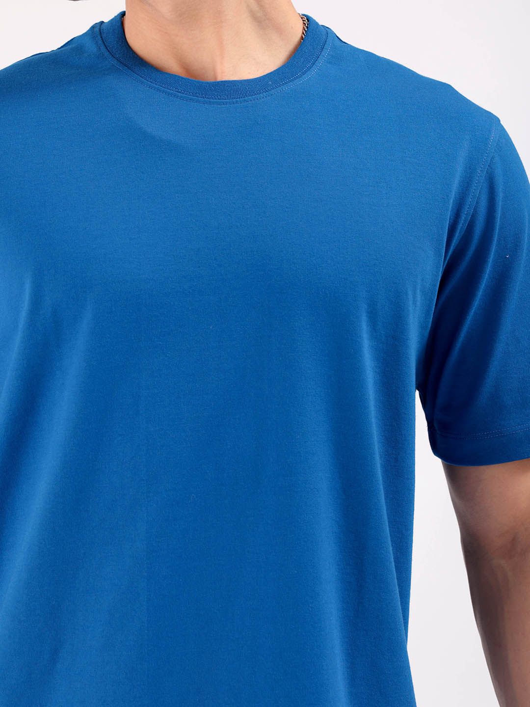 The Indian Garage Co Blue Round Neck Short Sleeves Regular T-shirt