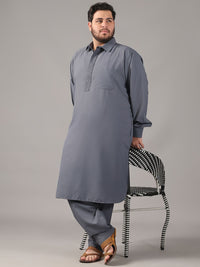 SOJANYA PLUS Plus Size Lelaki Baju Kolar Benang Bekerja Lurus Kurta Dengan Salwar