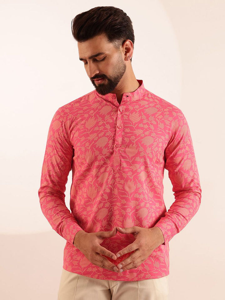 Anouk Men Floral Printed Mandarin Collar Kurta