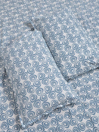 KLOTTHE Blue Geometric 300 TC King Bedsheet with 2 Pillow Covers