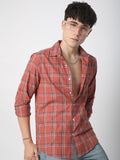 VASTRADO Men Classic Slim Fit Opaque Checked Casual Shirt