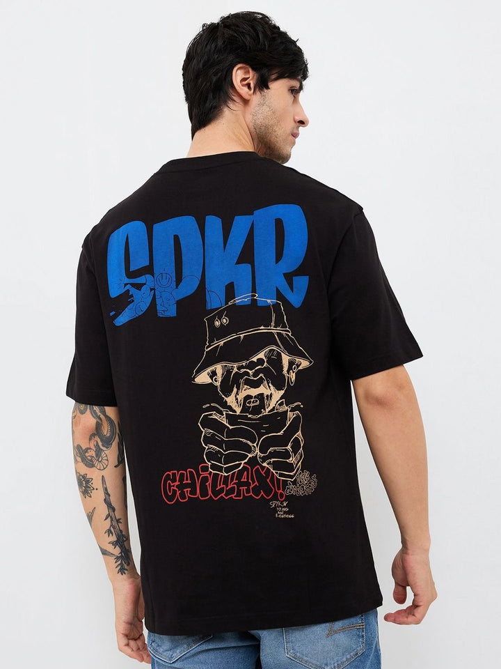 SPYKAR Men Typography Printed Round Neck Cotton Relaxed Fit T-shirt