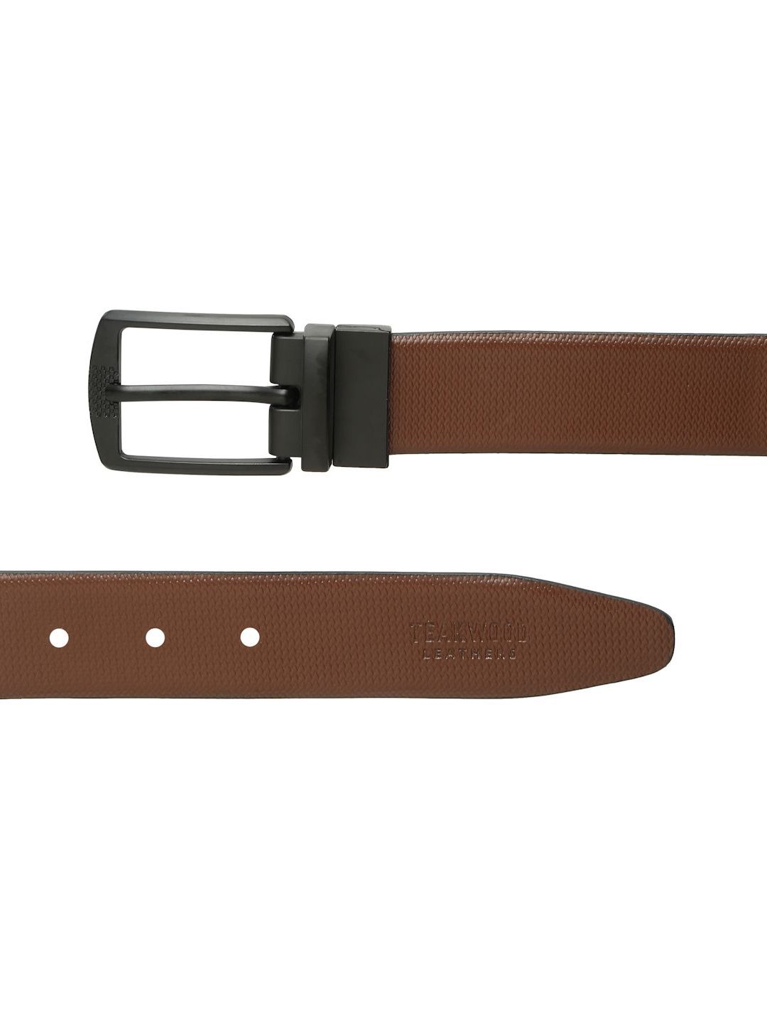 Teakwood Leathers Men Textured Leather Reversible Formal Belt