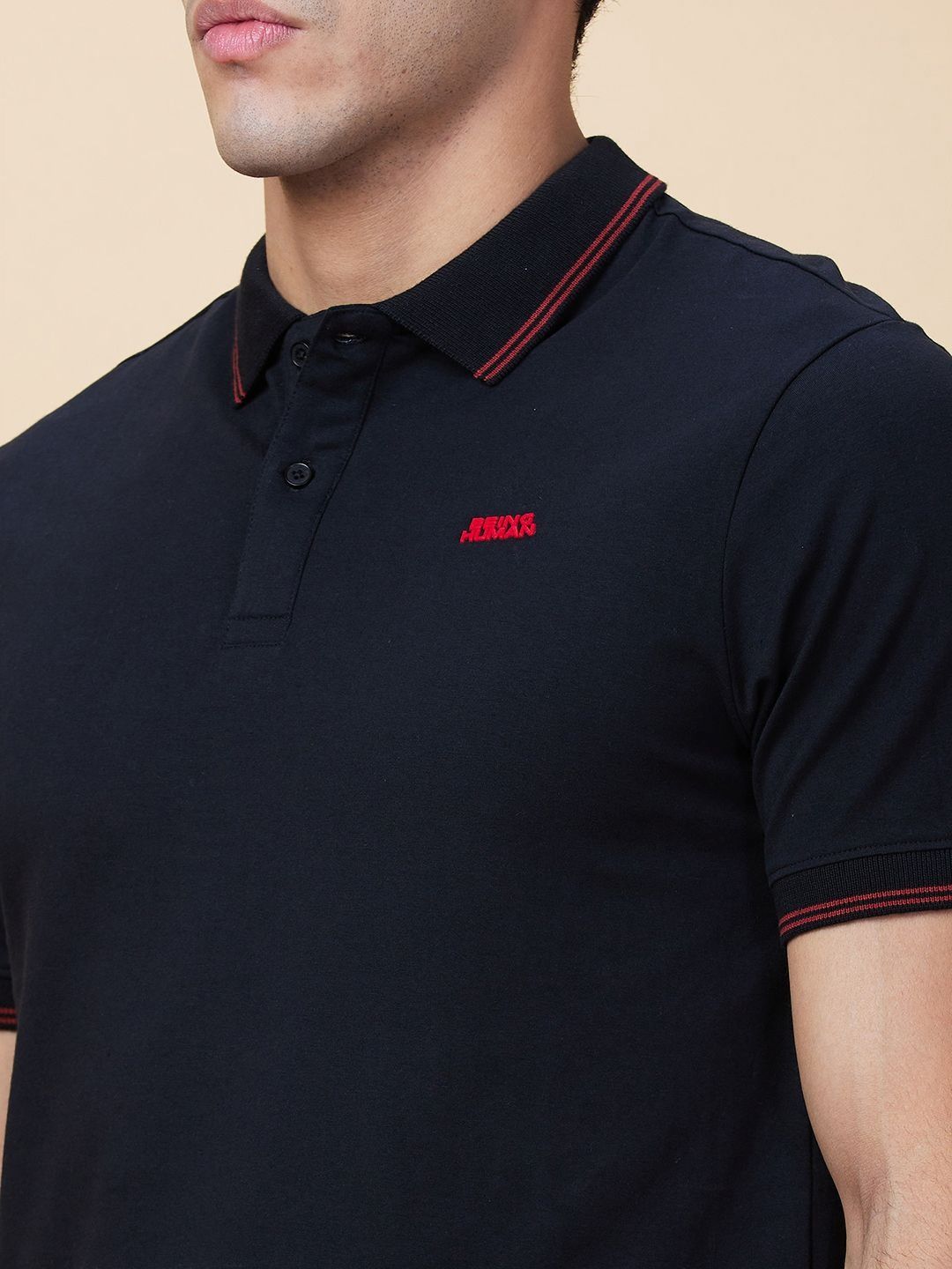 Being Human Men Solid Polo Collar Cotton T-shirt