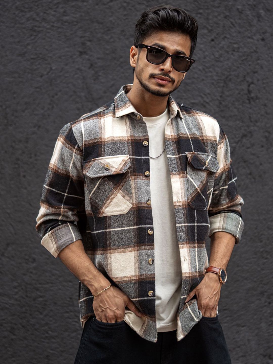 Powerlook Men Tartan Checks Opaque Checked Casual Shirt