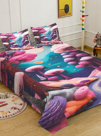KLOTTHE Purple Floral Printed 400 TC King Superfine Bedsheets