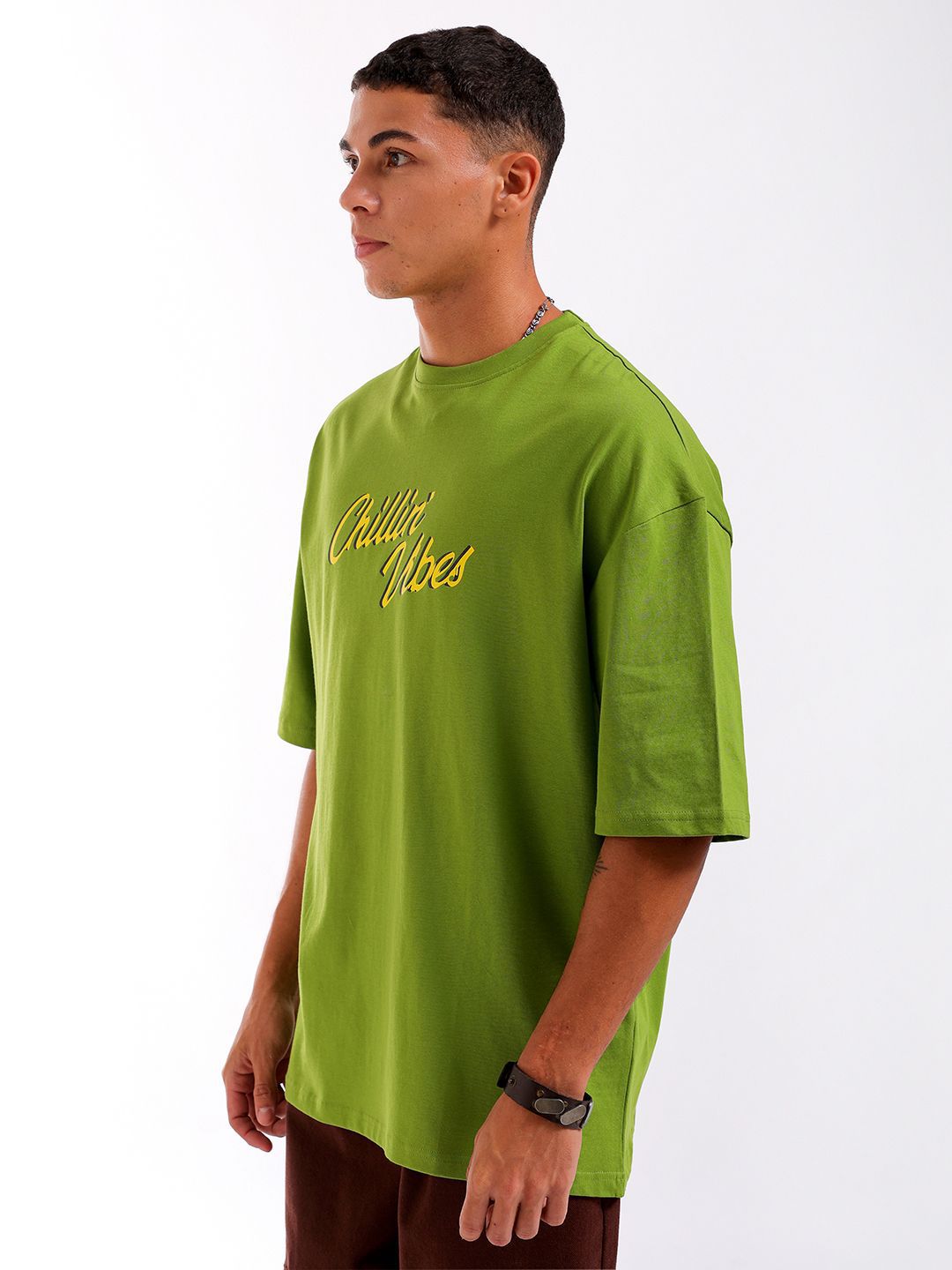 The Indian Garage Co Men Back Printed Oversized Round Neck Pure Cotton T-shirt