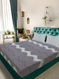 KLOTTHE Grey Printed 300 TC King Size Bedsheet With 2 Pillow Covers