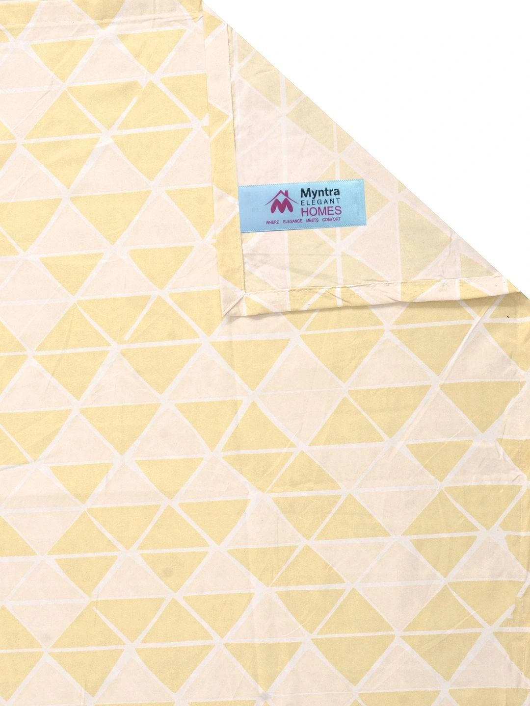 Myntra Elegant Homes Yellow Geometric 300 TC King Double Bedsheet dengan 2 Sarung Bantal