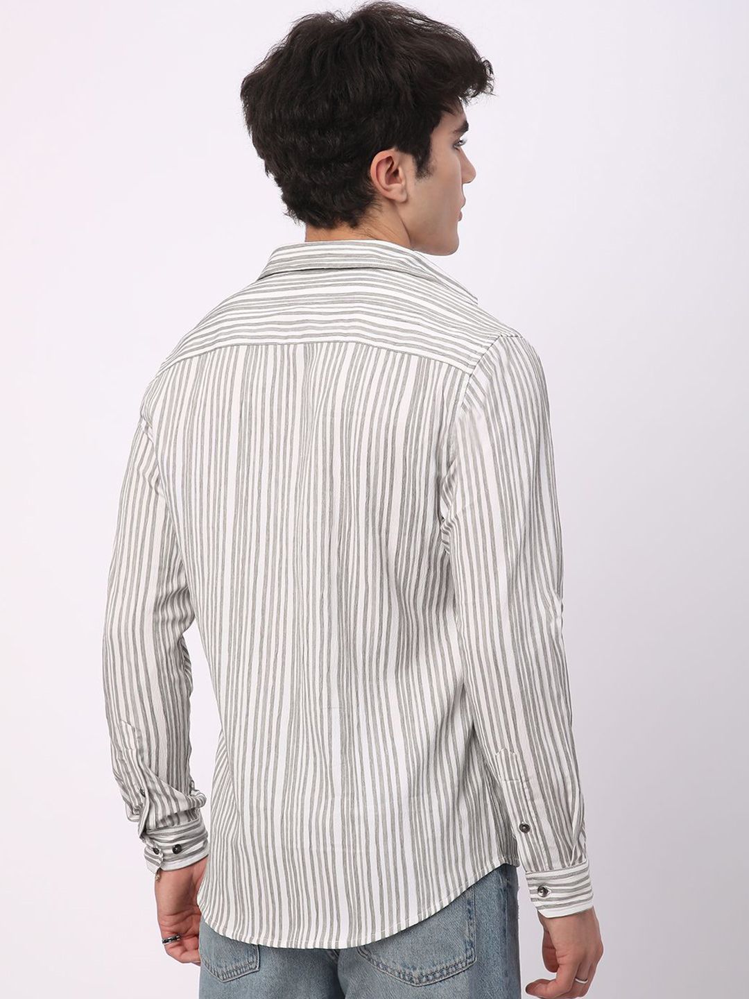 VASTRADO Men Classic Slim Fit Multi Stripes Opaque Striped Casual Shirt
