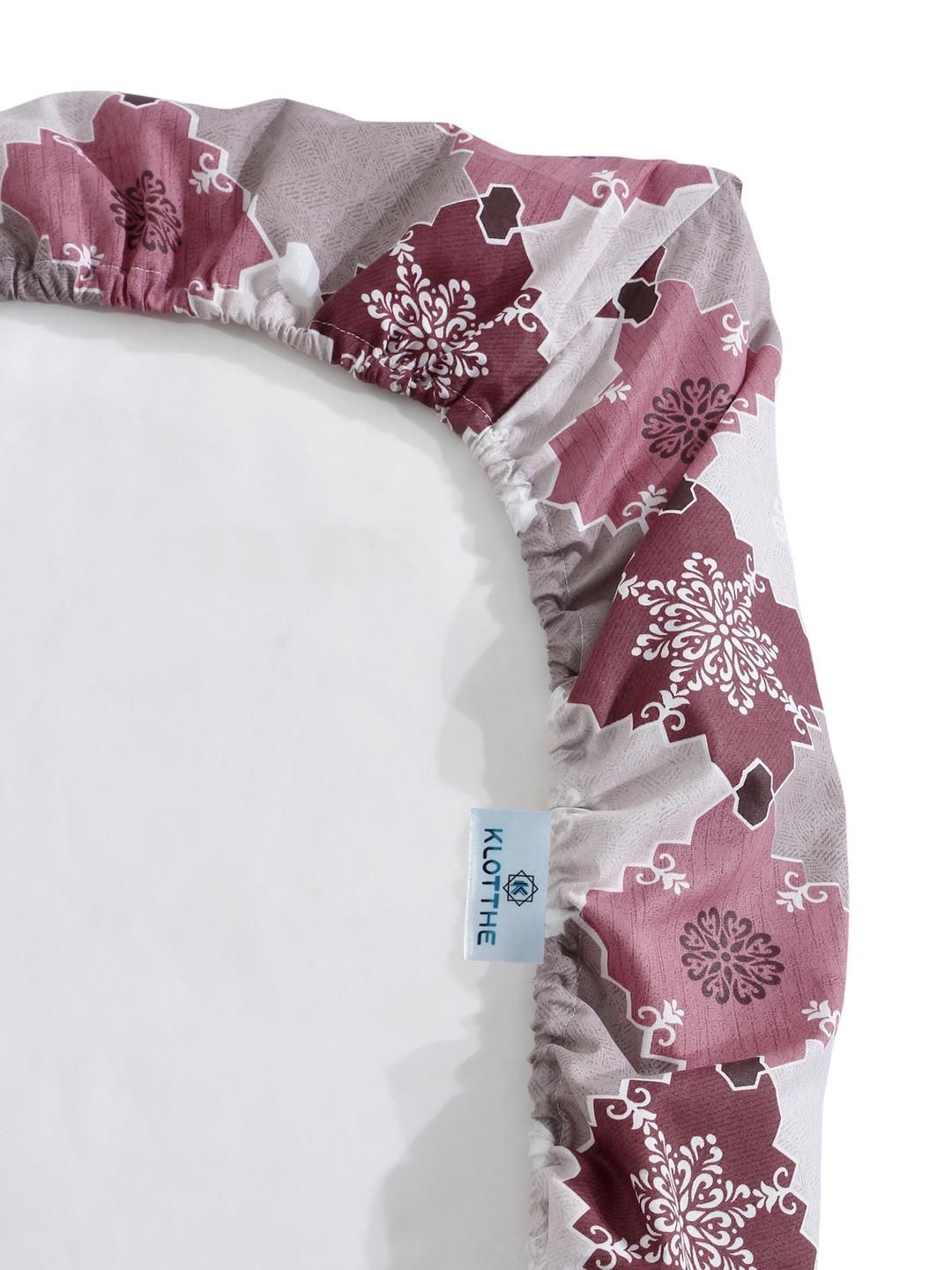KLOTTHE Pink Floral Printed Dilengkapi 400 TC Kapas Cadar King & 2 Sarung Bantal