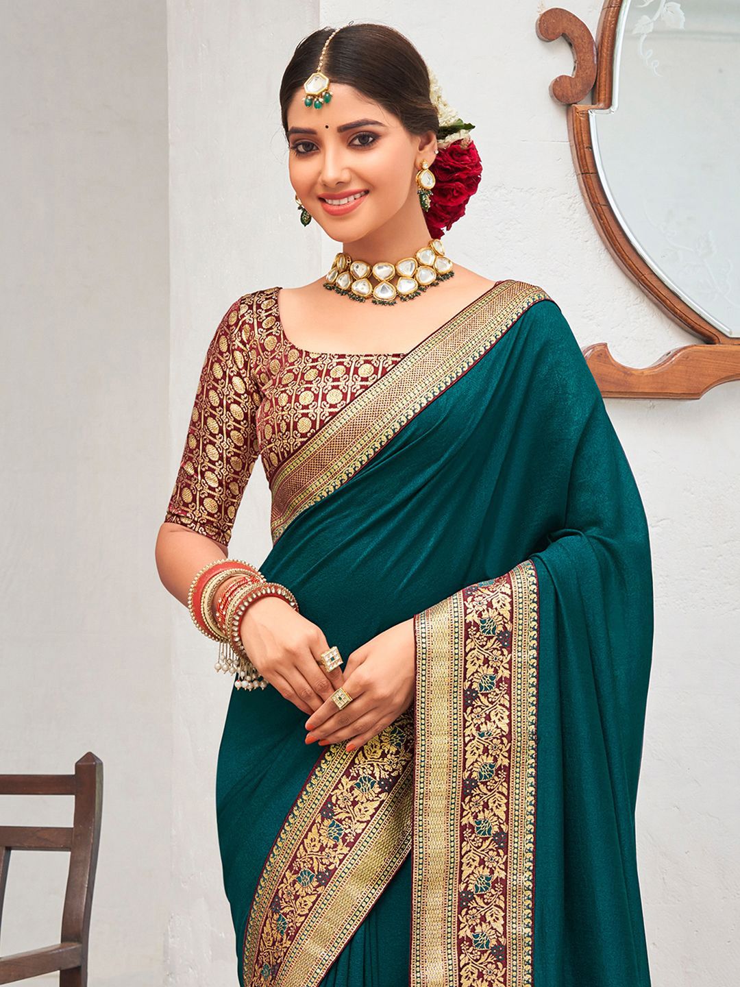Saree mall Zari Silk Blend Sarees