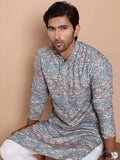 Jompers Men Floral Printed Chikankari Floral Kurta