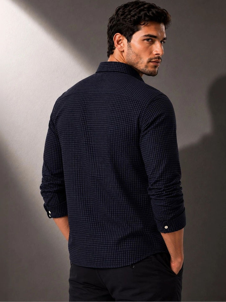 ADRO Men Standard Micro Checks Checked Semiformal Shirt