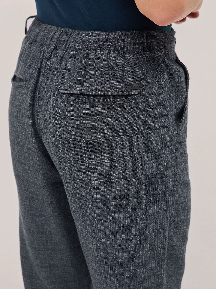 THE BEAR HOUSE Men Textured Tapered Fit Pleated Chinos Trousers