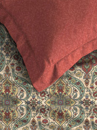 TRIDENT Feza Beige Celebration Flat 144TC Queen Pure Cotton Bedsheet Set