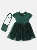 Nauti Nati Girls Sequin Party Dress with Sling Bag