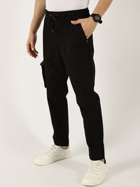 Thomas Scott Men Cotton Solid Smart Easy Wash Cargo Trousers