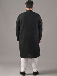 SOJANYA PLUS Size Sulam Chikankari Band Collar Pure Cotton Kurta Lurus